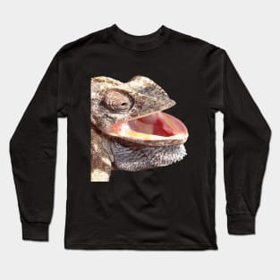 Geeky Chameleon Close Up Photograph Vector Cut Out Long Sleeve T-Shirt